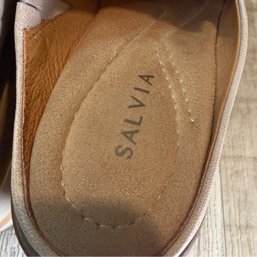Salvia Harper Leather Platform Lug Sole Sandals 38 Chunky Slide Slip On Mule - Picture 7 of 9